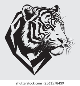 create a tiger head silhoutte vector style with white background