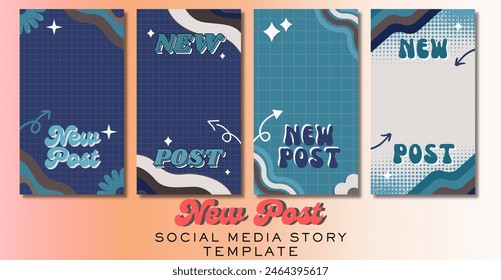 For create trendy stories, new posts .Set of abstract trendy design for stories with dispersion effect. Editable template for social networks stories. 