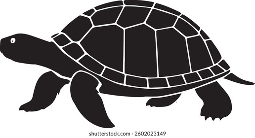 Create a turtle vector silhouette on white background