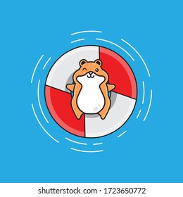 create vector designs for cute swimming hamster with a few details