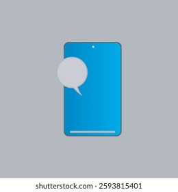 Create a vector icon illustration of a phone with a text bubble The icon should have a modern and minimalist design, featuring a smartphone with a speech bubble to represent messaging or communication