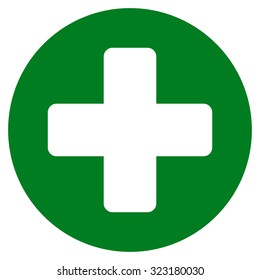 Create vector icon. Style is flat symbol, green color, rounded angles, white background.