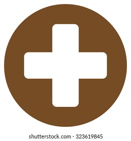 Create vector icon. Style is flat symbol, brown color, rounded angles, white background.