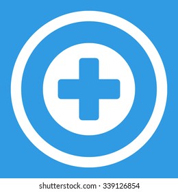 Create vector icon. Style is flat rounded symbol, white color, rounded angles, blue background.