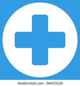 Create vector icon. Style is flat symbol, white color, rounded angles, blue background.