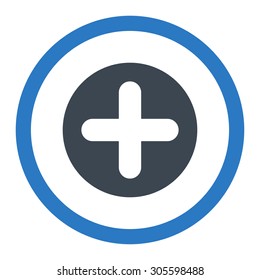Create vector icon. This rounded flat symbol is drawn with smooth blue colors on a white background.