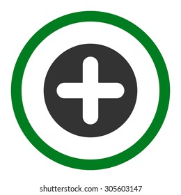 Create vector icon. This rounded flat symbol is drawn with green and gray colors on a white background.