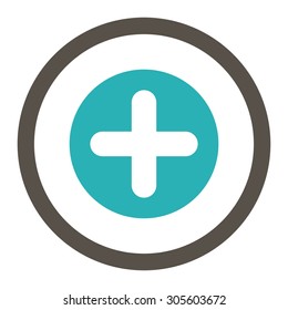 Create vector icon. This rounded flat symbol is drawn with grey and cyan colors on a white background.