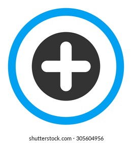 Create vector icon. This rounded flat symbol is drawn with blue and gray colors on a white background.