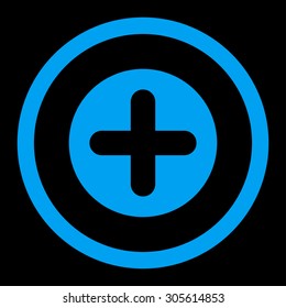 Create vector icon. This rounded flat symbol is drawn with blue color on a black background.
