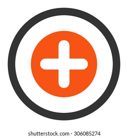 Create vector icon. This rounded flat symbol is drawn with orange and gray colors on a white background.