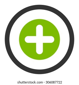 Create vector icon. This rounded flat symbol is drawn with eco green and gray colors on a white background.