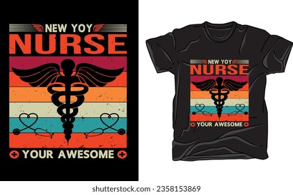 Create a vibrant nurse-themed t-shirt design featuring a heart-shaped stethoscope in lively colors. Above it, incorporate the words "Nurse Life" in bold, friendly fonts. Below, add a small caduceus sy