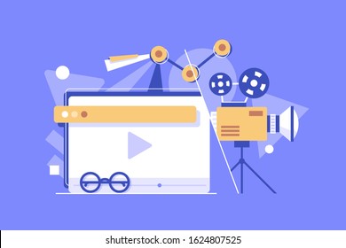 Create video content and make money,Flat design vlog concept