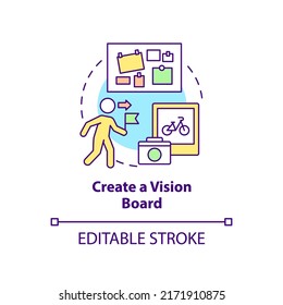 Create vision board concept icon. Goals visualization. Adaptability tip abstract idea thin line illustration. Isolated outline drawing. Editable stroke. Arial, Myriad Pro-Bold fonts used