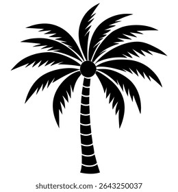 Create visually stunning tropical designs with this isolated black palm tree silhouette vector.