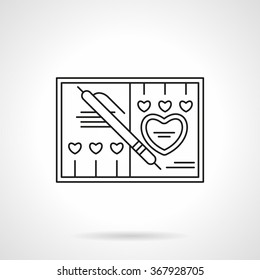 Create of wedding invitation, greeting card, romantic party invitation. Dating. Valentines Day series. Vector icon flat thin line style. Element for web design, business, mobile app.