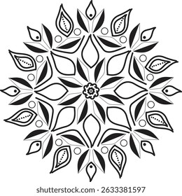 Create white and black unique design mandala for illustrator