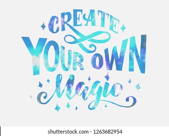 Create you own magic cosmic lettering on white background. Vector illustration EPS 10