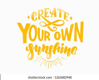 Create You Own Sunshine Yellow Lettering On White Background. Vector Illustration EPS 10
