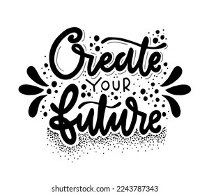 Create your future, hand lettering, motivational quotes