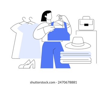 Create your look isolated cartoon vector illustrations. Smiling girl trying on new clothes and accessories, consumerism movement, creating fashion look, shopping mall vector cartoon.