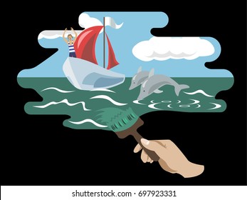 Create your magical world yourselves. Patience, serenity, beauty, peace, balance, relaxation, mindful, meditation concept illustration vector.
