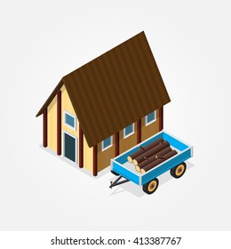 Create your own farm. isometric design elements set. Vector illustration