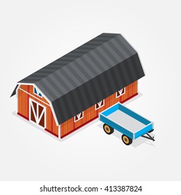 Create your own farm. isometric design elements set. Vector illustration
