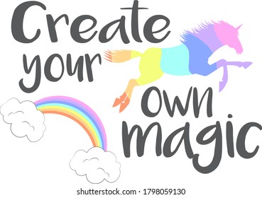 Create your own magic quote. Unicorn vector