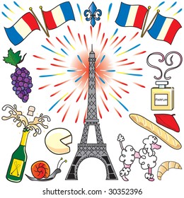 Create your own parisian party with the Eiffel Tower, fireworks, french flags, food and champagne. Perfect for Bastille Day!