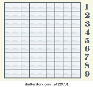 Create your own sudoku scheme by copying/pasting the numbers, then place them in the frames. Vector illustration