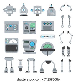 Create your own unique vector robot with this collection of arms, legs, bodies, and heads.