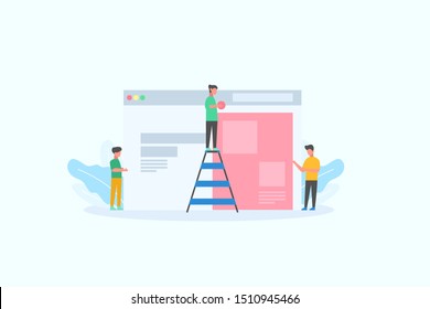 Create your own website. Web design and development. Site under construction concept vector illustration concept for web landing page template, banner, flyer and presentation