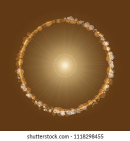 Created bokeh rings with light ray, stock vector