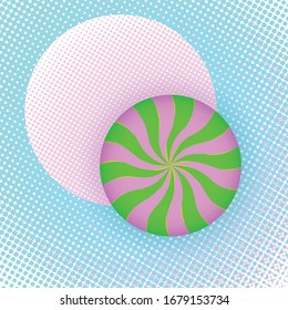 Created candy on halftone background, stock vector