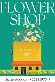 I created a design that can be used for a discount banner by designing a shopping bag and a flower shop together.