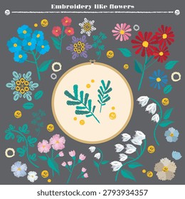 I created a flower design using paths, resembling embroidery.

Please feel free to use it for flyers and other design elements.