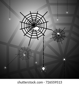 Created halloween night with spiders and webs, stock vector