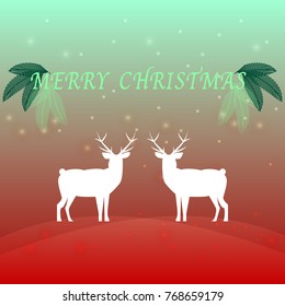 Created merry christmas background with reindeer, stock vector