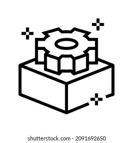 erstellte Produkt 3D-Objektzeilensymbol Vektorgrafik. Produkt 3d-Objektzeichen erstellt. isoliertes Kontursymbol