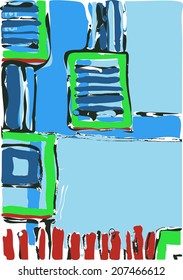 was created using a combination of shades of blue color blocks are created with the free brush strokes vector print pattern. textile purpose.