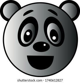 Created vector portrait of the head of a smiling panda. Isolated object on a white background. icon, logo, emoticon.
