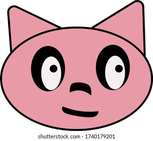Created vector portrait of a pink cat's face. one isolated object on a white background. icon, logo.
