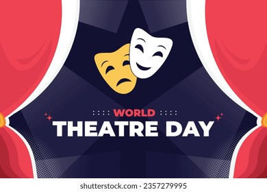 I created a World Theater Day design with good color nuances that are suitable for use in various media. You can also edit the colors and objects 1 by 1.