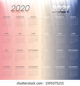 Created year calendar 2020 and 2021 on abstract background, stock vector