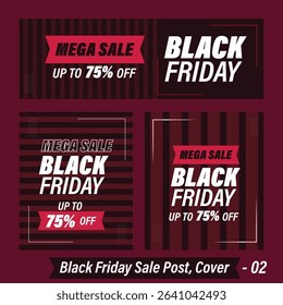 Creates vector modern black Friday sale social media post template abstract banner collection. Black friday mega sale social media banner with cover design template. 