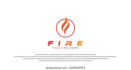 Creatife and simple fire logo design with modern concept| blue fire| premium vector