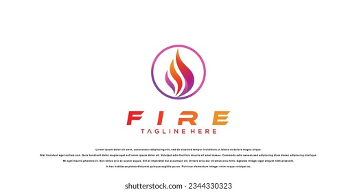 Creatife and simple fire logo design with modern concept| blue fire| premium vector