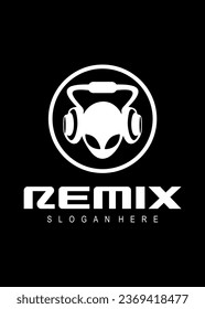 creatilve alien dj remix vector logo design